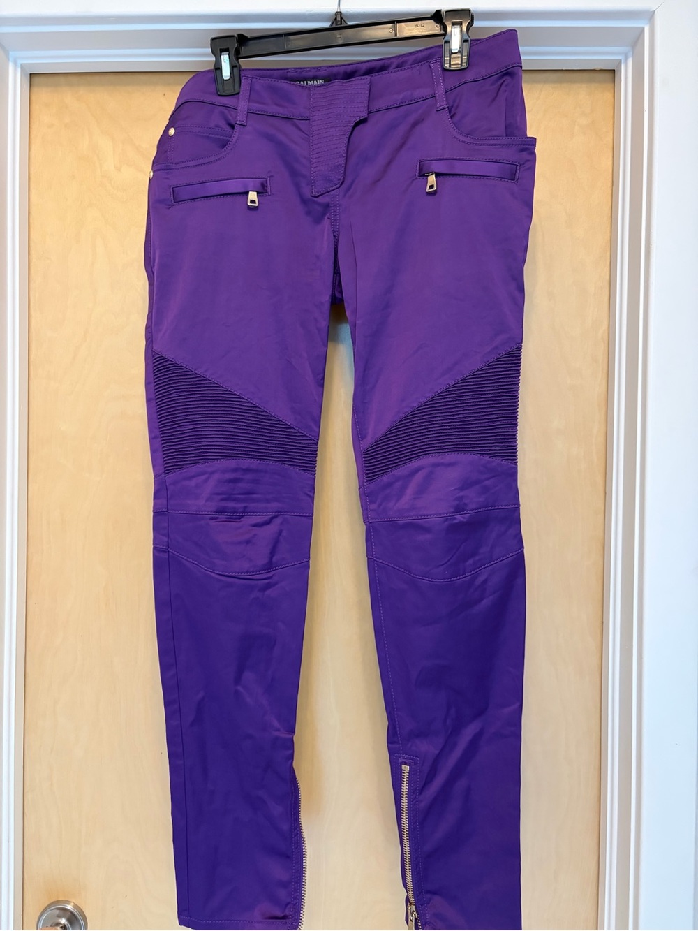 Balmain Paris purple satin pants
